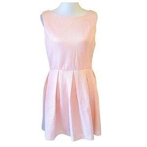 Ixia Pale Pink Dress Textured Pleated Sleeveless Feminine Twee Size Large New